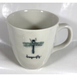 Magenta Artisan White Dragonfly Mug Ceramic 16 oz
